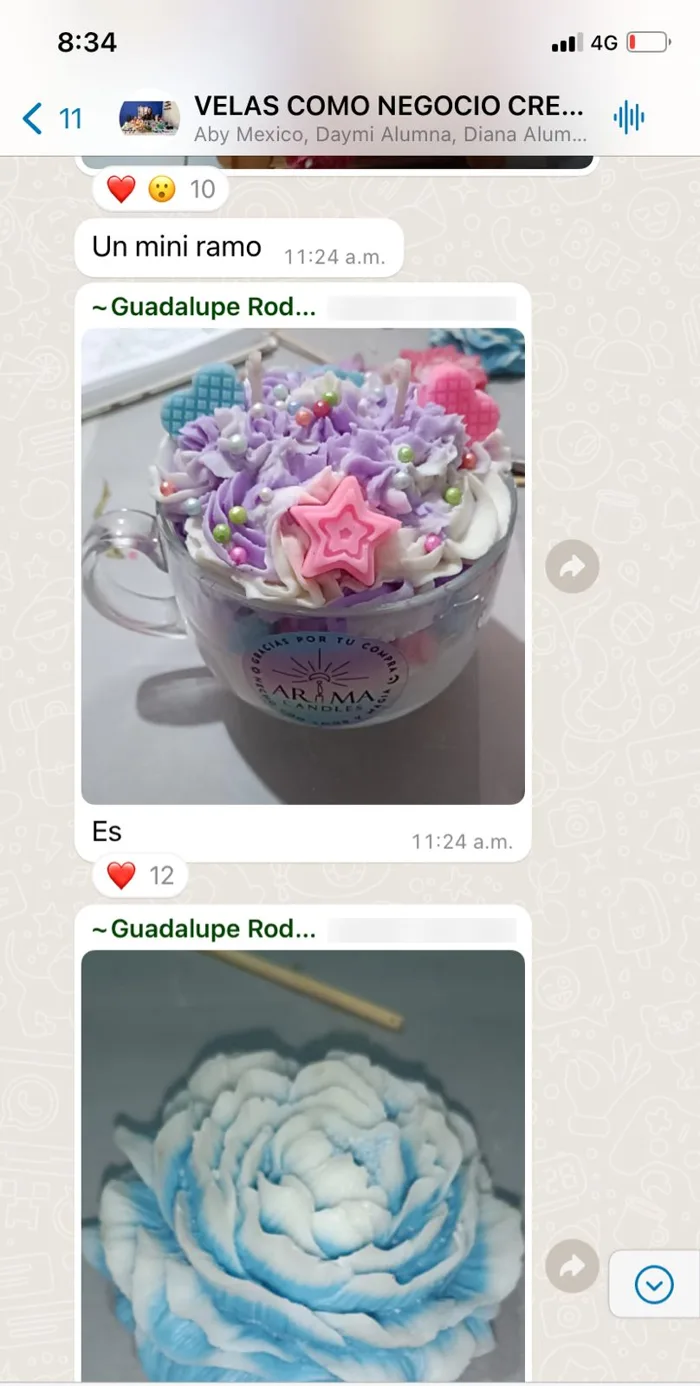 Mensajes del grupo: alumnas comparten velas decorativas